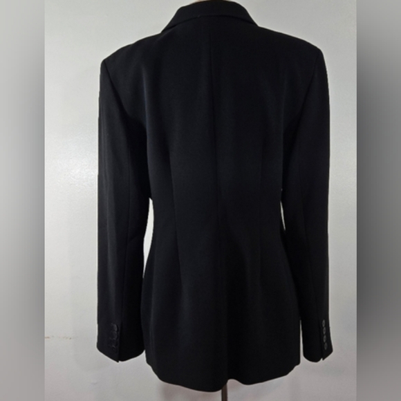 Kate Hill Black 2 Button Shoulder Pad Jacket Blazer size 12 - Picture 4 of 10